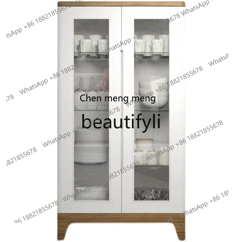 

American light luxury solid wood wine cabinet dining side cabinet simple French storage wall living room display cabinet H