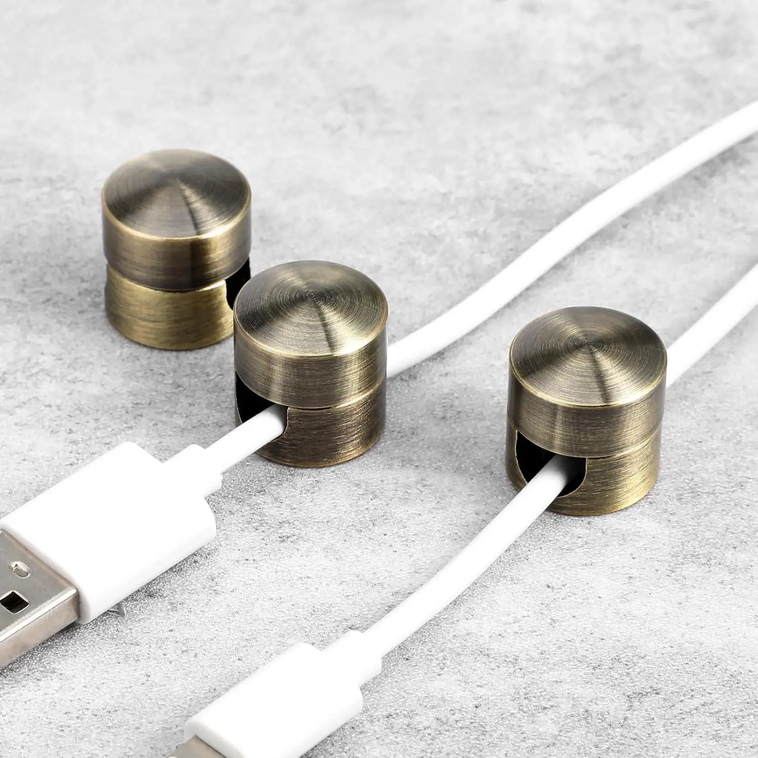 3PCS Cable Anchors Desk, Adhesive Phone Charger Holders for Cords Adjustable Wire Organizers Bronze Cord Management Clips