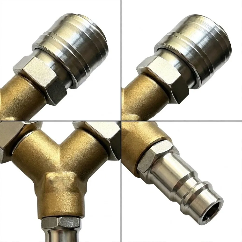 Brass Y Branch Fitting with Two 1/4 NPT Quick Couplers for Seamless Integration into Existing Pneumatic Networks