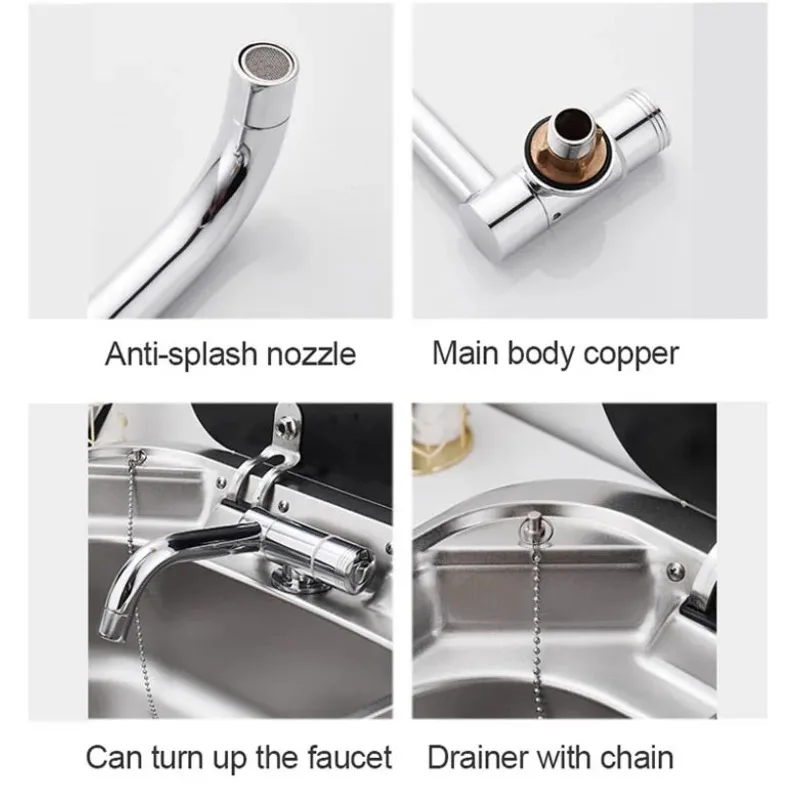 480mm 304 스테인리스 스틸 싱크 공간 절약형 & 초경량 RV 풀-비하인드 트레일러 및 레저 보트 액세서리용