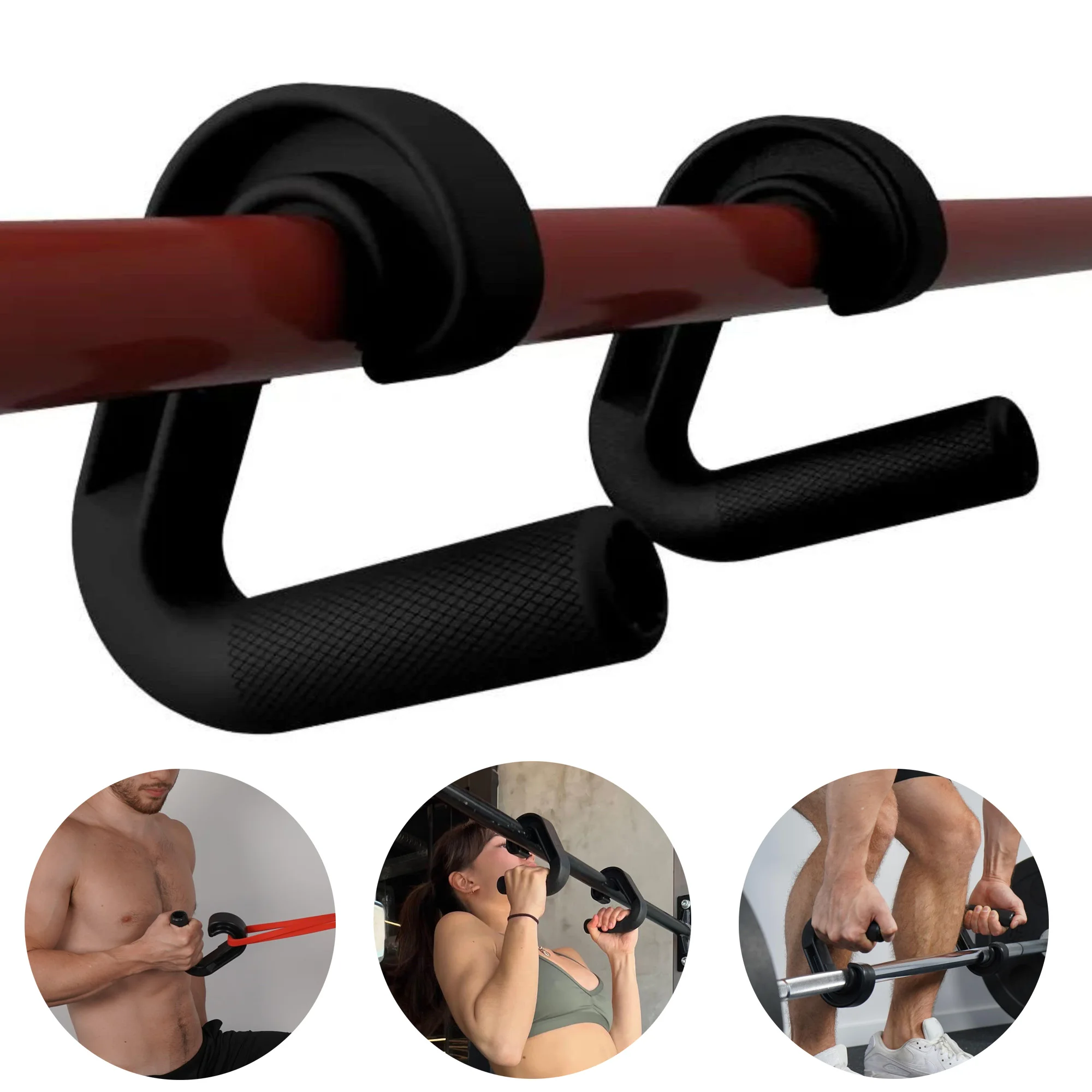 

Pull Up Hand Grip Ergonomic Hook Type Fitness Handle Gym Deadlift Pull Down Grips Versatile Weights Roating Exercise Equipment