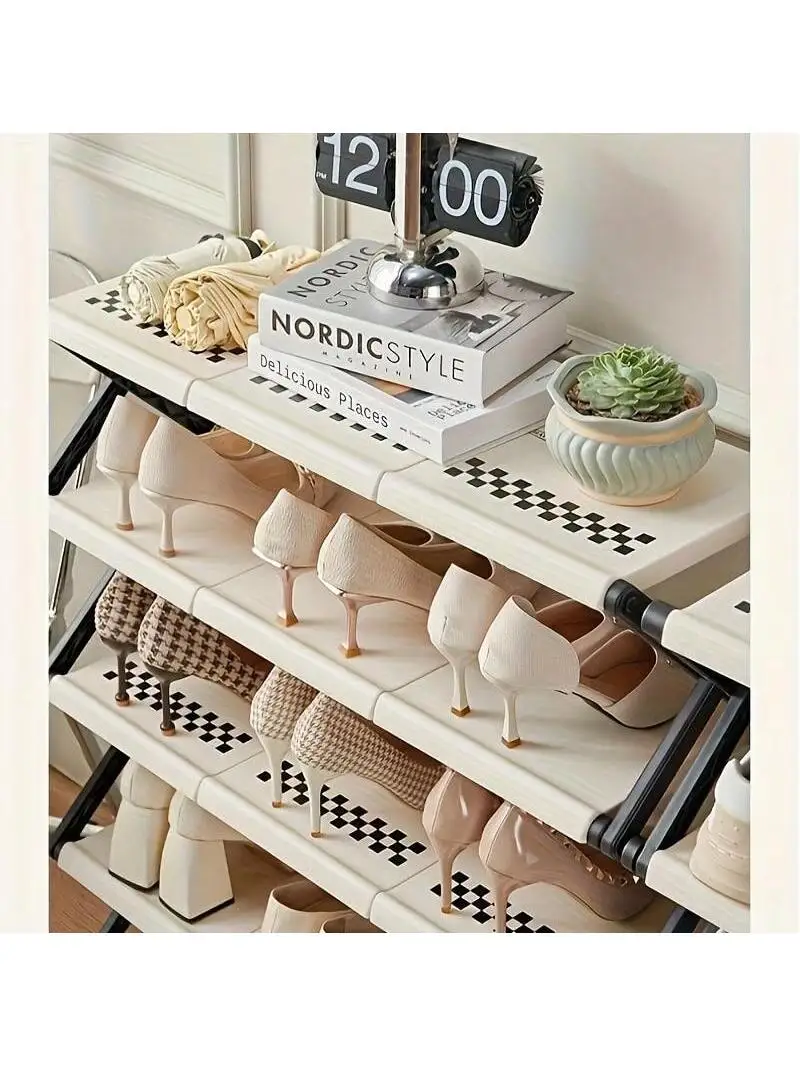 

3-Tier/4-Tier Foldable Shoe Rack - Space-Saving Narrow Shelf for Closet & Entryway 2025