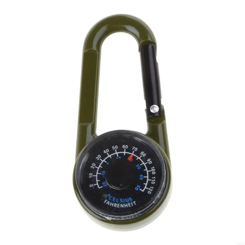 HX6D Outdoor Multifuncional senderismo metal carabinero mini termómetro compás llavero