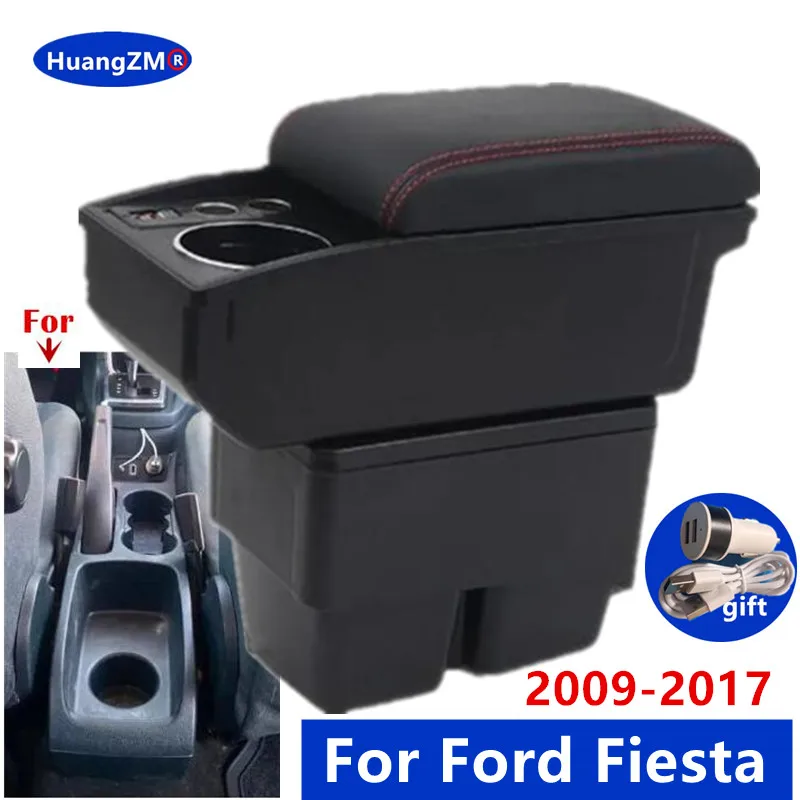 For Ford Fiesta Armrest Box For Ford Fiesta MK7 Car Armrest 2009-2017 Storage Box Interior Dedicated Retrofit Car Accessories