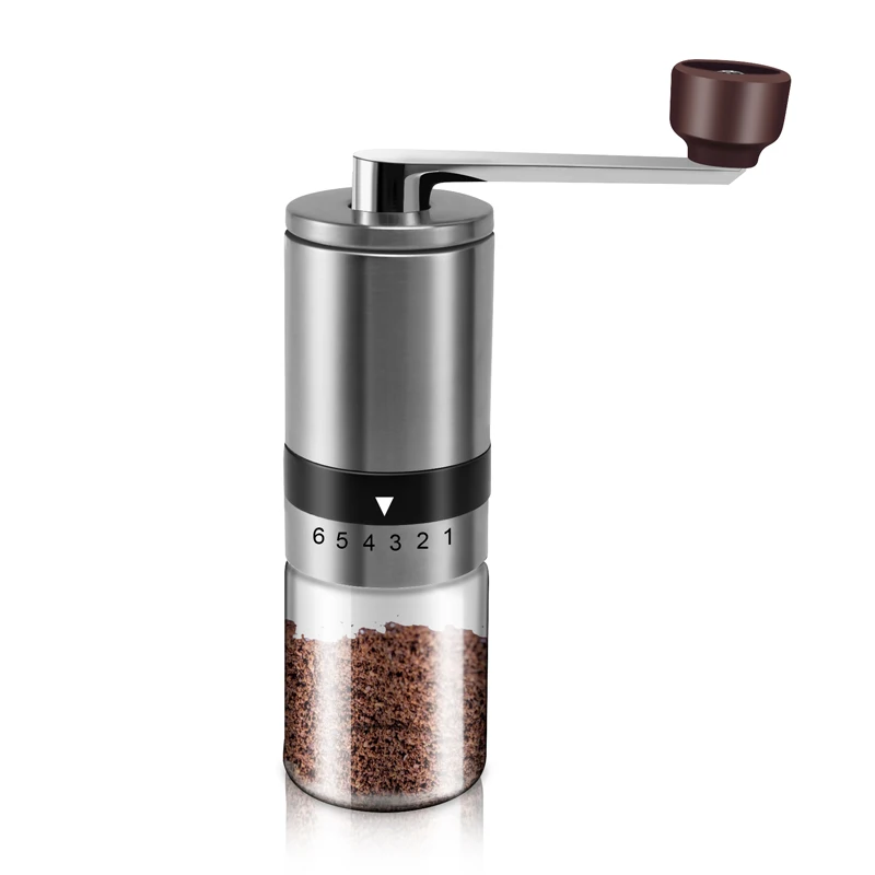 

A01F-Manual Coffee Grinder - Hand Coffee Mill With Burrs 6 Adjustable Settings - Portable Hand Crank (Straight)