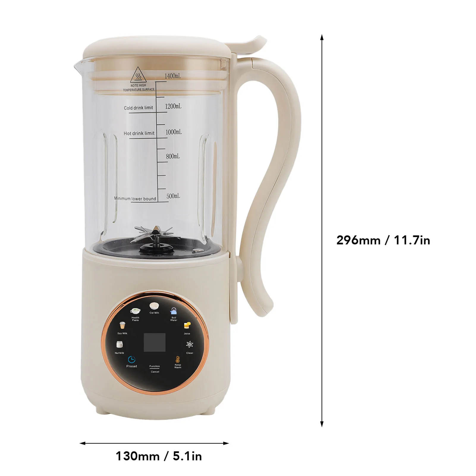 Machine à lait de soja multifonctionnelle, 1,4 l, presse-agrumes avec synchronisation, nettoyage automatique, fonction d'isolation, 600W