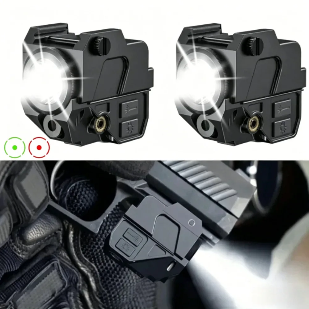 

500 Lumens Tactical Gun Light LED Flashlight Combo Red/Green Dots Sight Scout Light Magnetic Charging for Outdoor Hunting