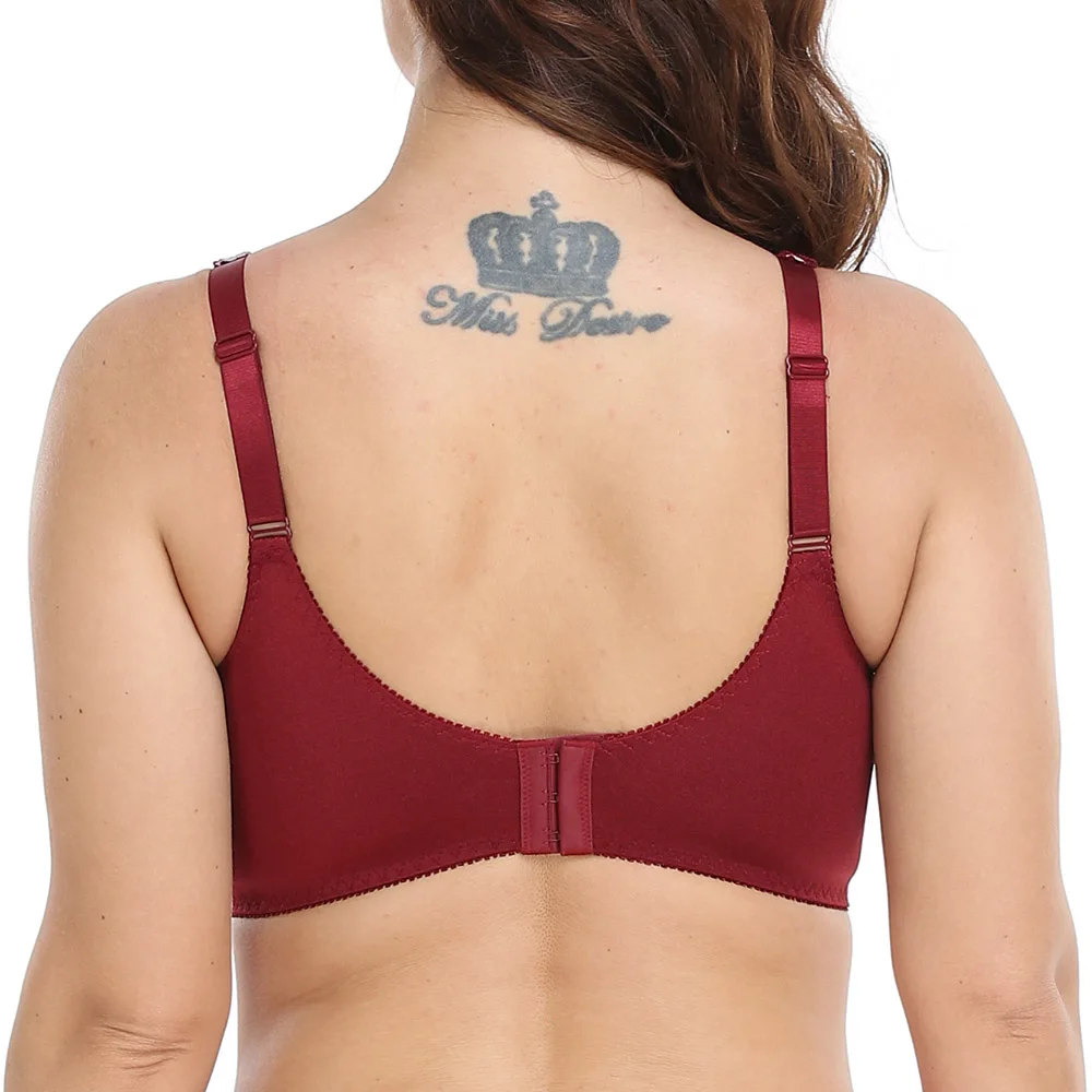 New Wine Red Lace Embroidery Plus Size Bras For Women Sexy Underwired Thin Bra Big Cup Full Cup Women Bra C D E F G H I J Cup