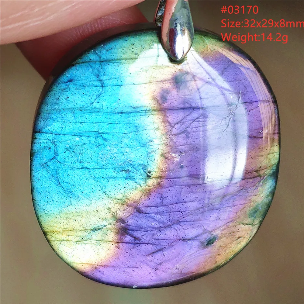 Natural Blue Labradorite Pendant Colorful Purple Labradorite Beads Rectangle Women Necklace Jewelry Fashion AAAAA