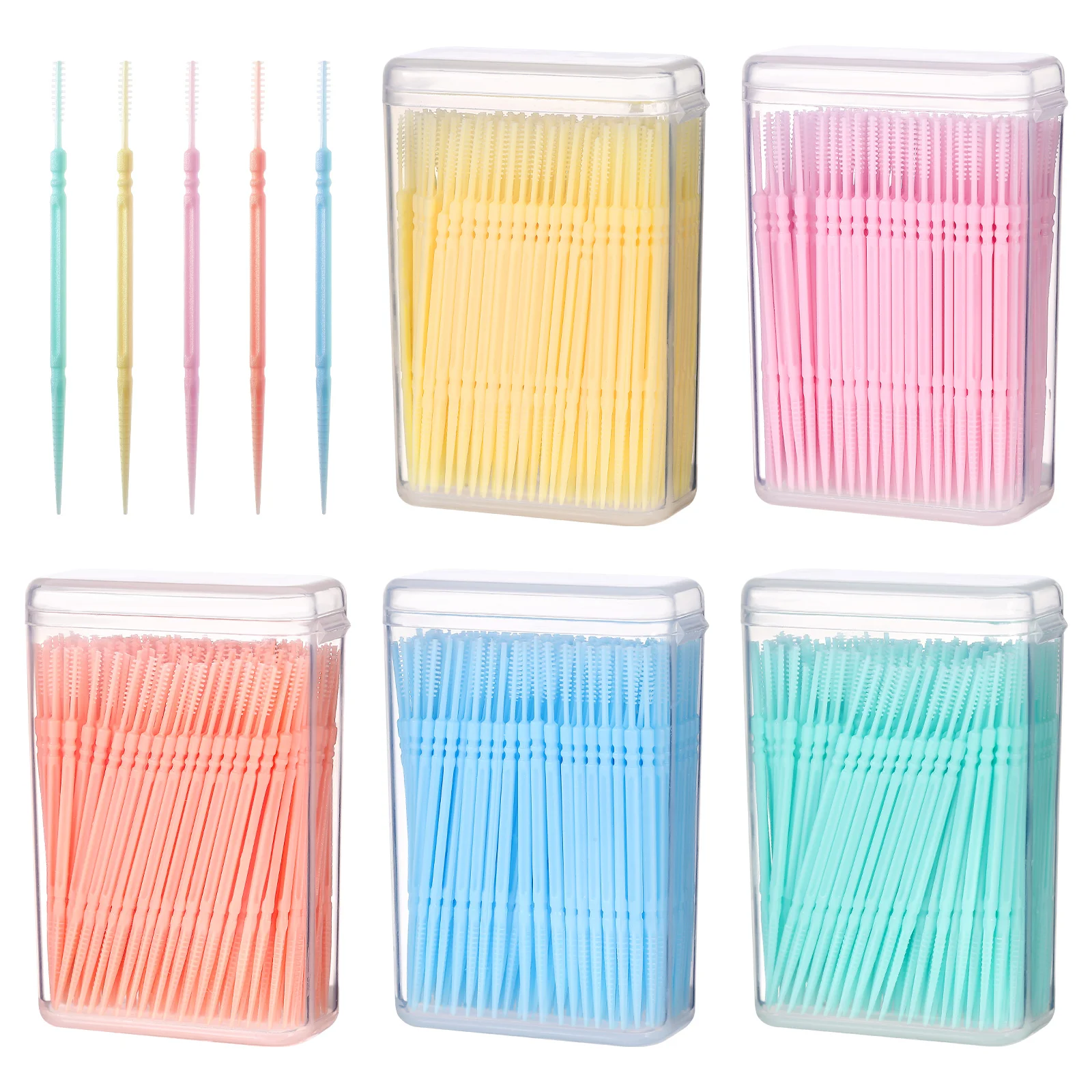Gum-friendly Toothpicks Teeth Stick Wooden Disposable Double-headed Brush Interdental for Cleaners