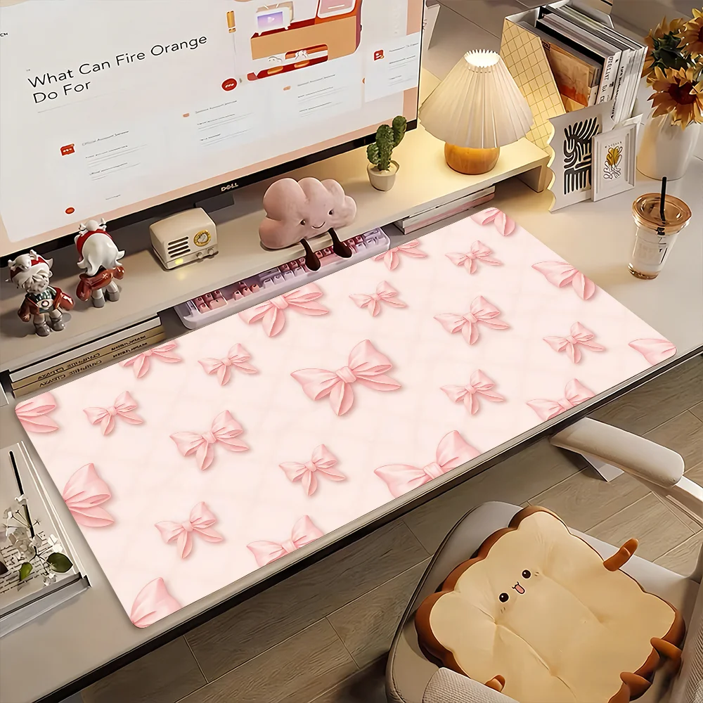 Bow Flower Pink Mouse Pad Computer Laptop Rubber Non-slip Mouse Mat Mousepad Gamers Decoracion Desk Mat