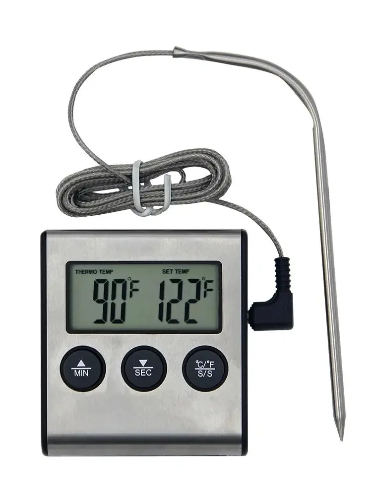 Thermomètre numérique de cuisine pour viande et aliments, avec fonction minuterie pour four, barbecue et grill, et sonde de mesure de température pour la cuisson
