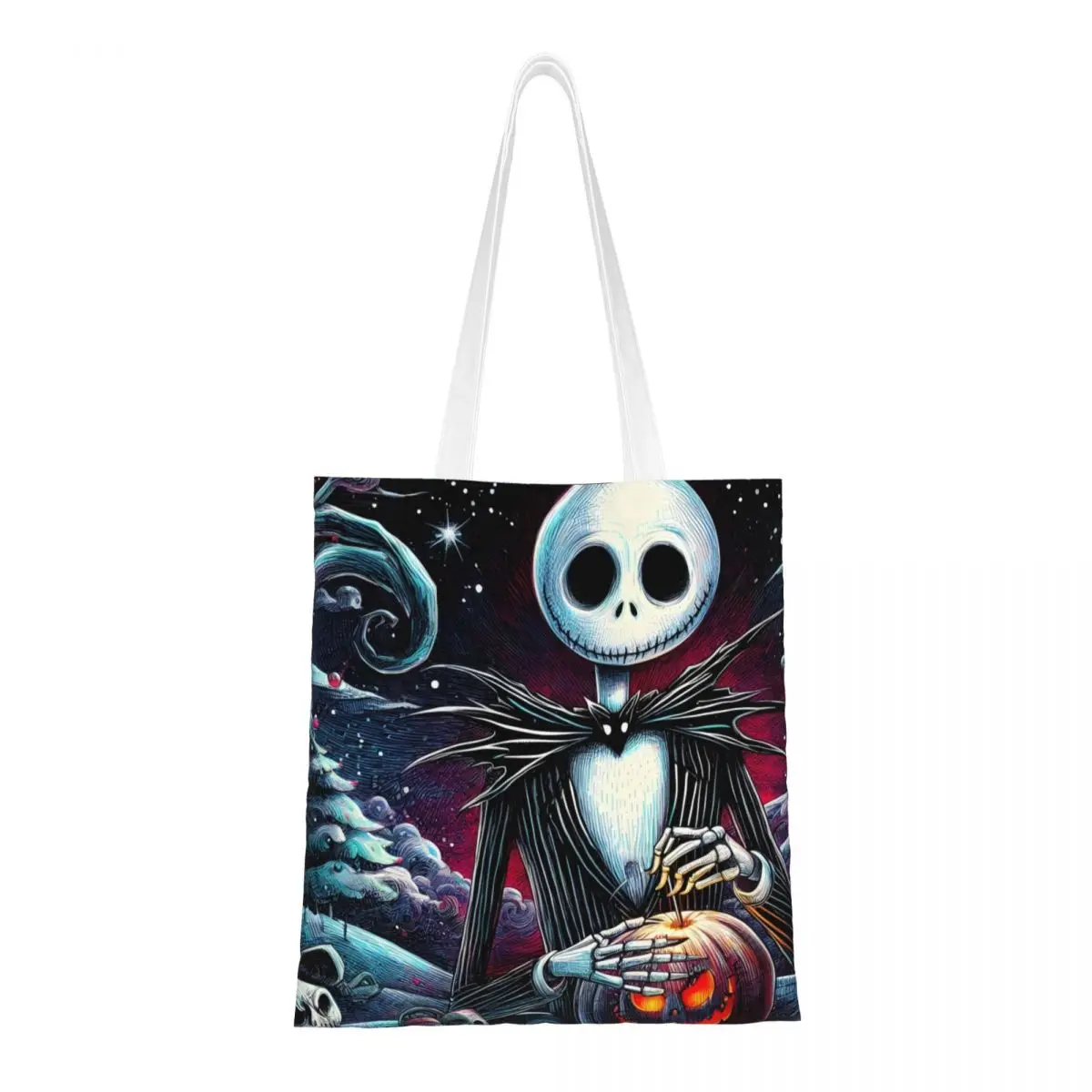 Custom Print The Nightmare Before Christmas Shopping Tote Bags Reusable Canvas Shopper Shoulder Jack Skellington Art Handbag