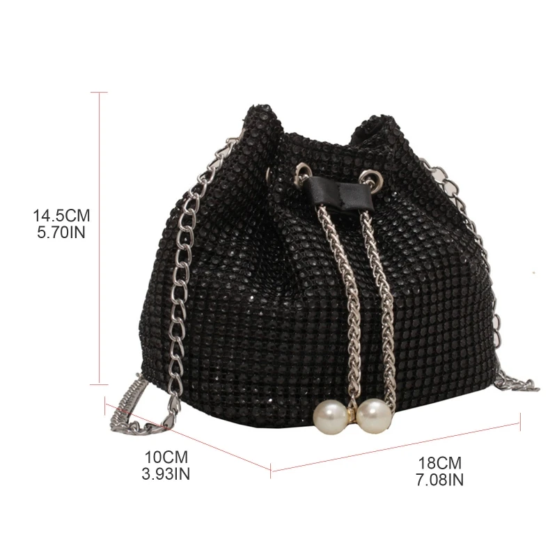 Gorgeous Handbag for rhinestone Evening Bag Bucket Bag Shoulder Bag Crossbody Bag All-match for Christmas Party Drop Shipping