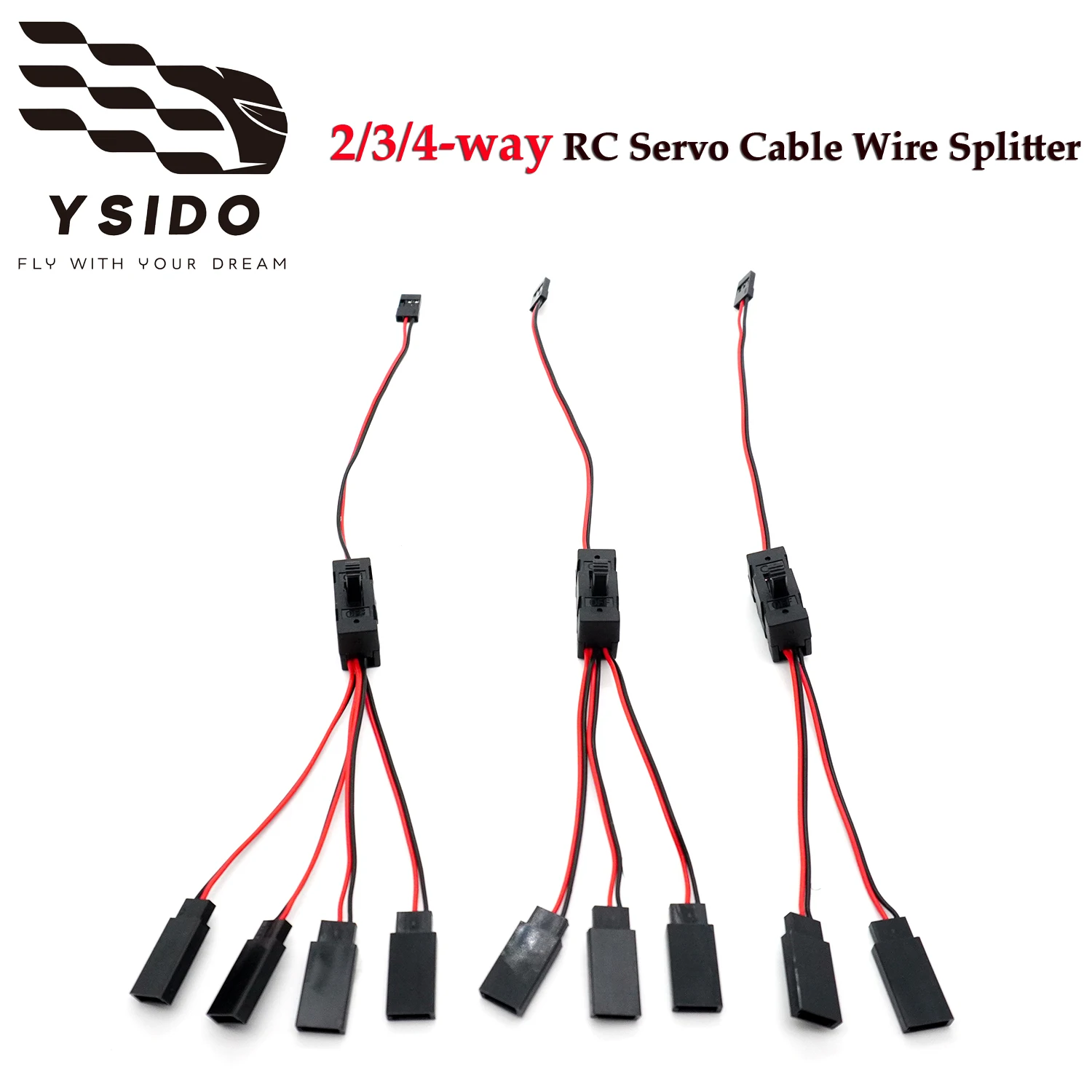 2/3/4-Way Split On/Off Controller Switch RC Servo Cable Wire Splitter for 1/10 TRX-4 SCX10 RC Oil/Tram/Climbing Crawler Model
