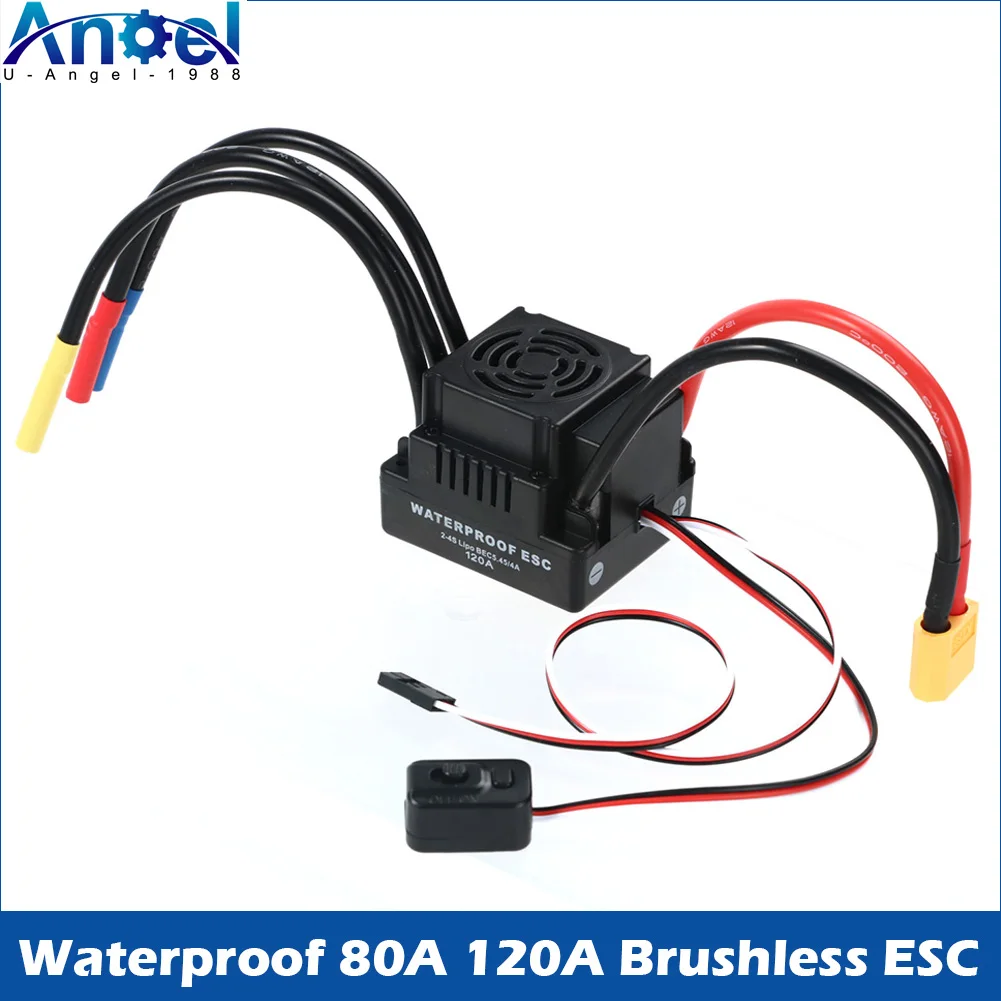 

Waterproof ESC 80A 120A S-80A S-120A Brushless ESC Electric Speed Controller with 5.5V / 3A BEC for 1/8 1/10 1:10 RC Car