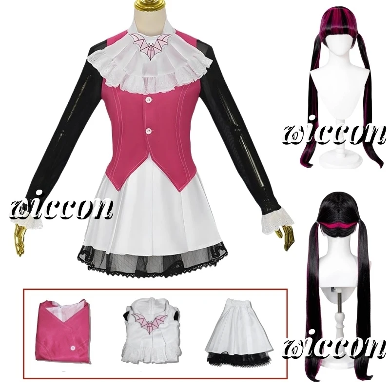 Draculaura Cosplay Anime Monster Fantasy High Spectra Vondergeist Costume Vest SKIRTS Wig Set Party Play Outfits for Woman