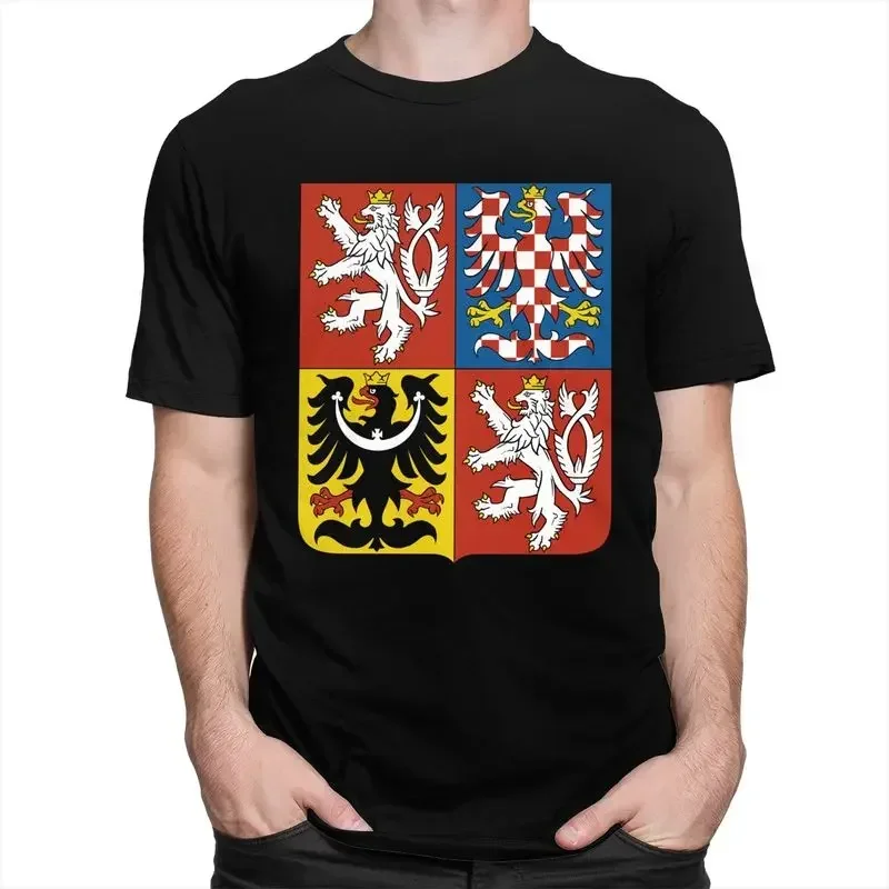 Short Sleeve Tops Male Coat Of Arms The Czech Republic T Shirts Short-Sleeve Cotton Tshirt Streetwear T-shirt Summer Tee Apparel