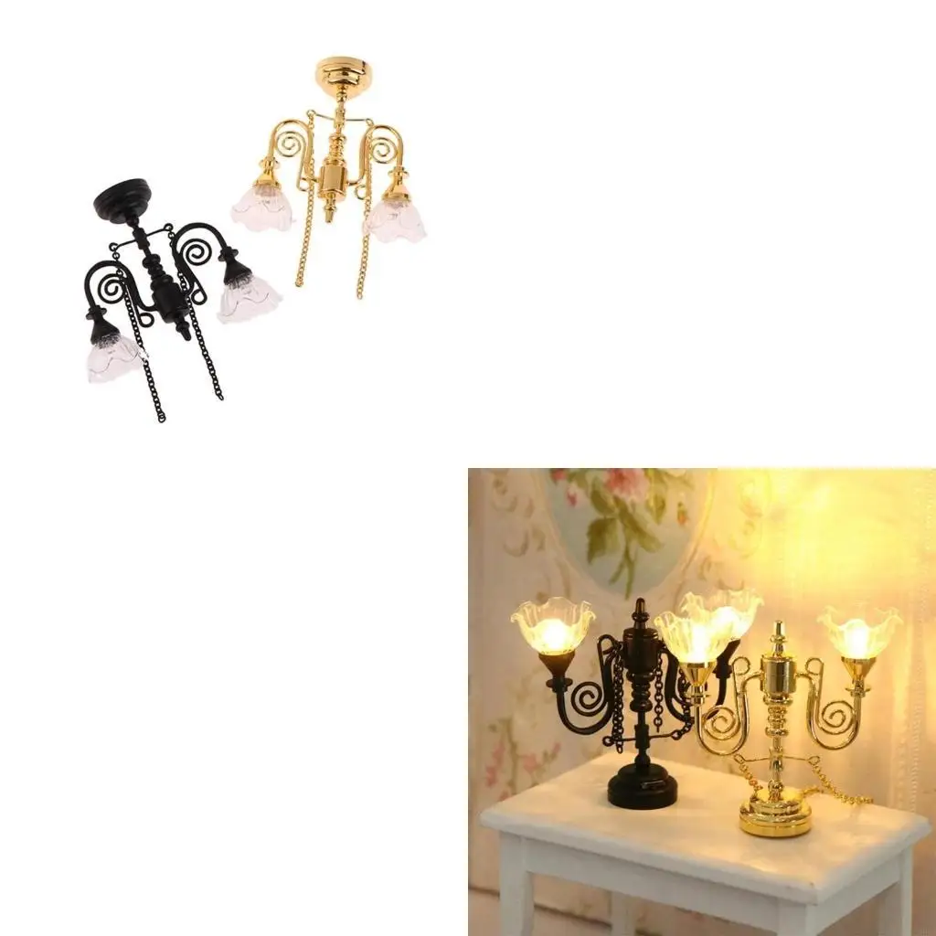 1/12 skala domki dla lalek żyrandol miniaturowe meble udawaj zagraj dla dzieci meble do domku dla lalek Model dla domków dla