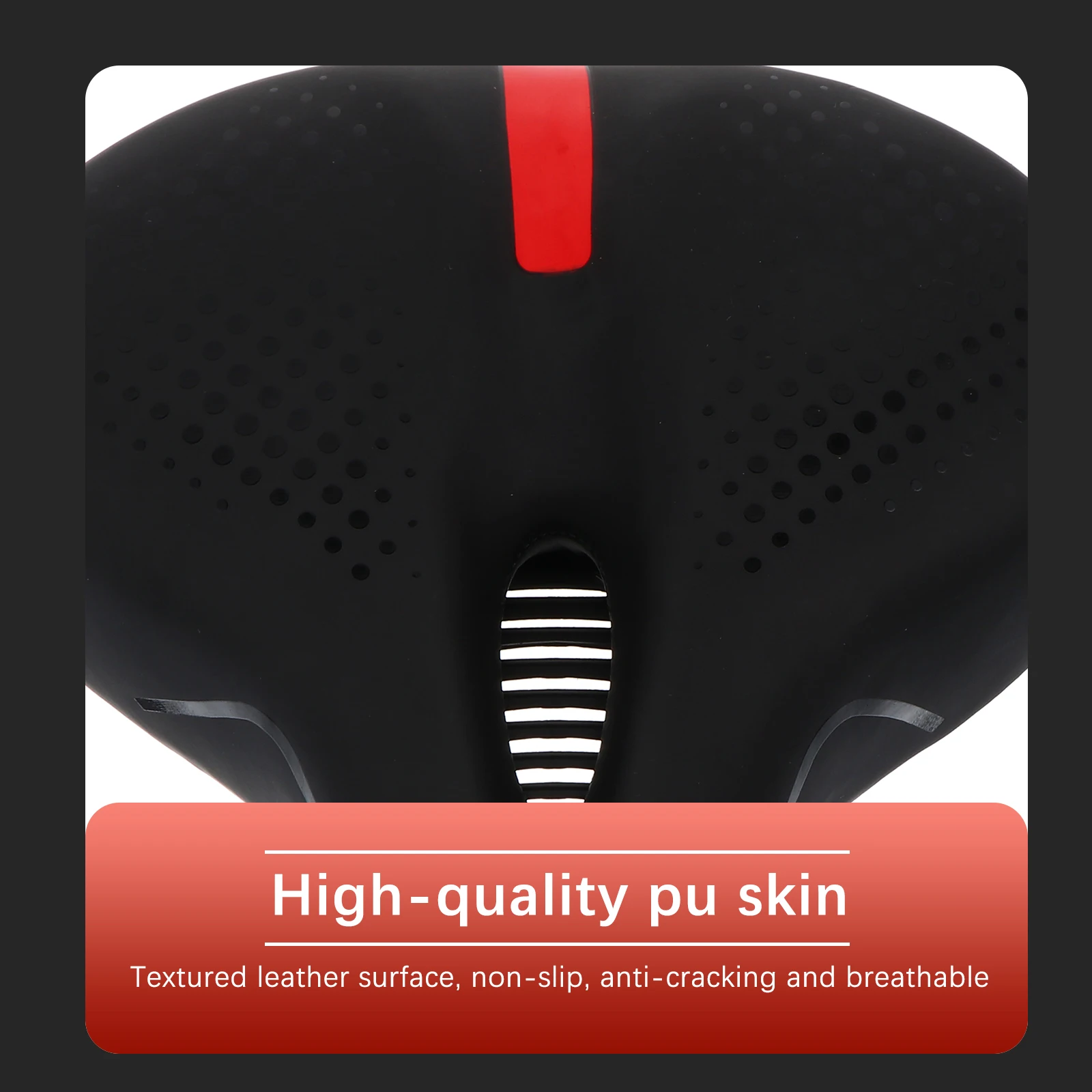 

【】Ergonomic Mountain Bike Saddle Shock-Absorption Thick Pu Waterproof Breathable Hollow Cycling Seat Replacement Bike