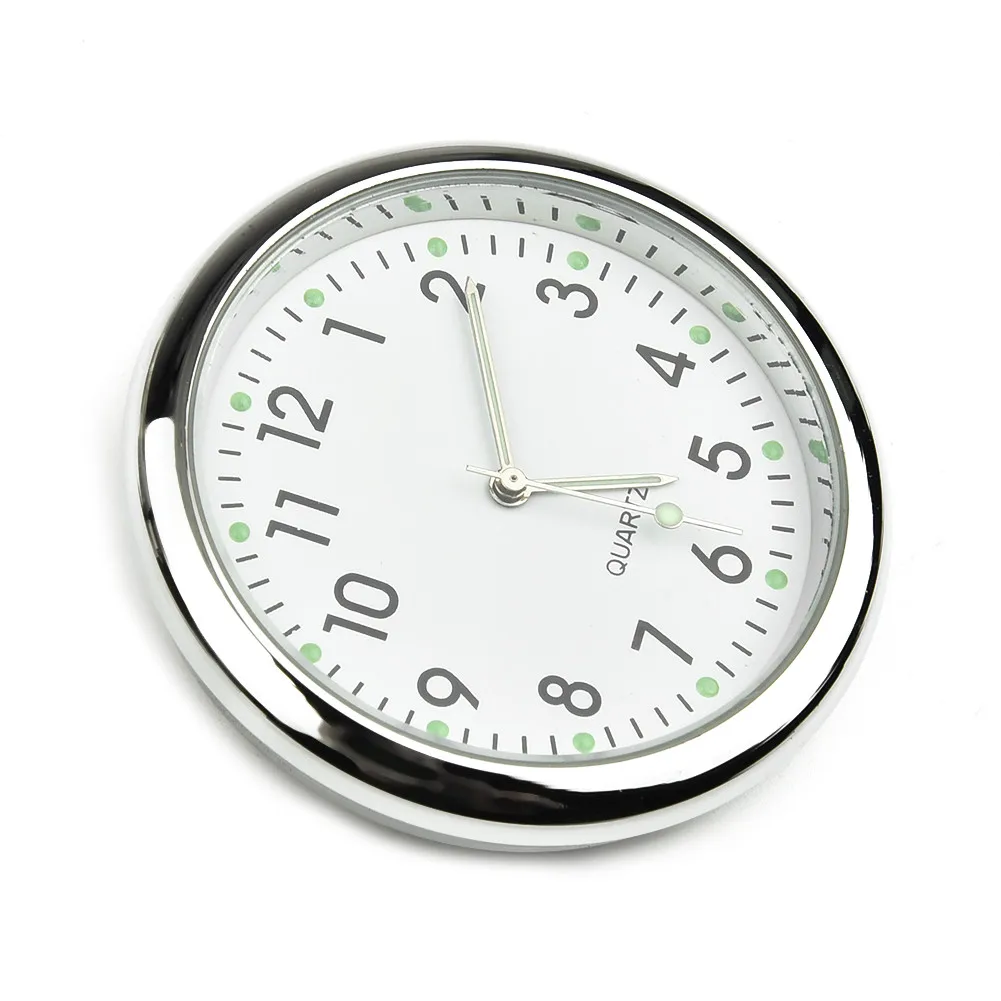 Car Clock Luminous Internal Dashboard Air Vent Stick-On Clock Quartz Analog Watch White Auto Ornament Car Accessories Gifts
