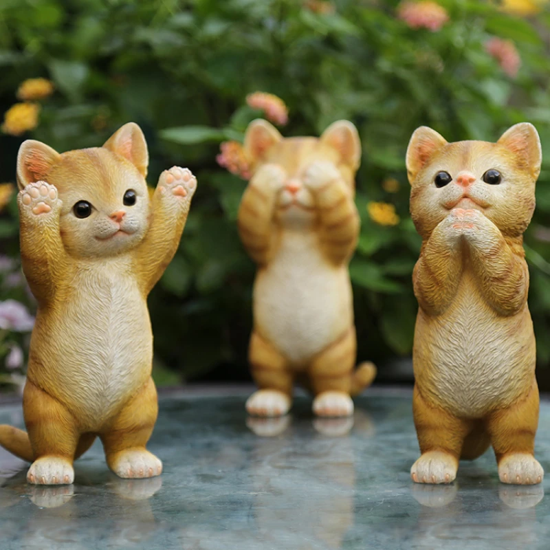 

1pc Resin Kitten Ornament Outdoor Courtyard Garden Decorations Cartoon Gardening Ornaments Home Decoration Sculpture Handicrafts