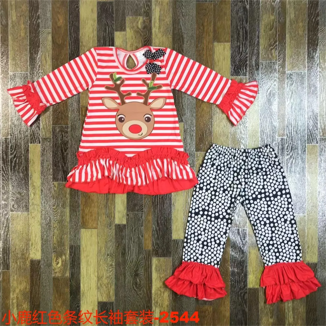 Sets  Girls baby autumn suit childrens clothes long-sleeved top plus pants suit cotton outdoor school bell-bottom pants