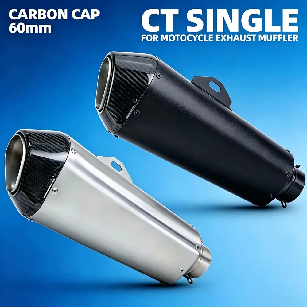Motorcycle Exhaust Tail Tube Kit Universal 60MM Interface Muffler For GSXR750 MT09 Z900 R7 CB750 CBR1000RR 765RS TUONO V4 TMAX
