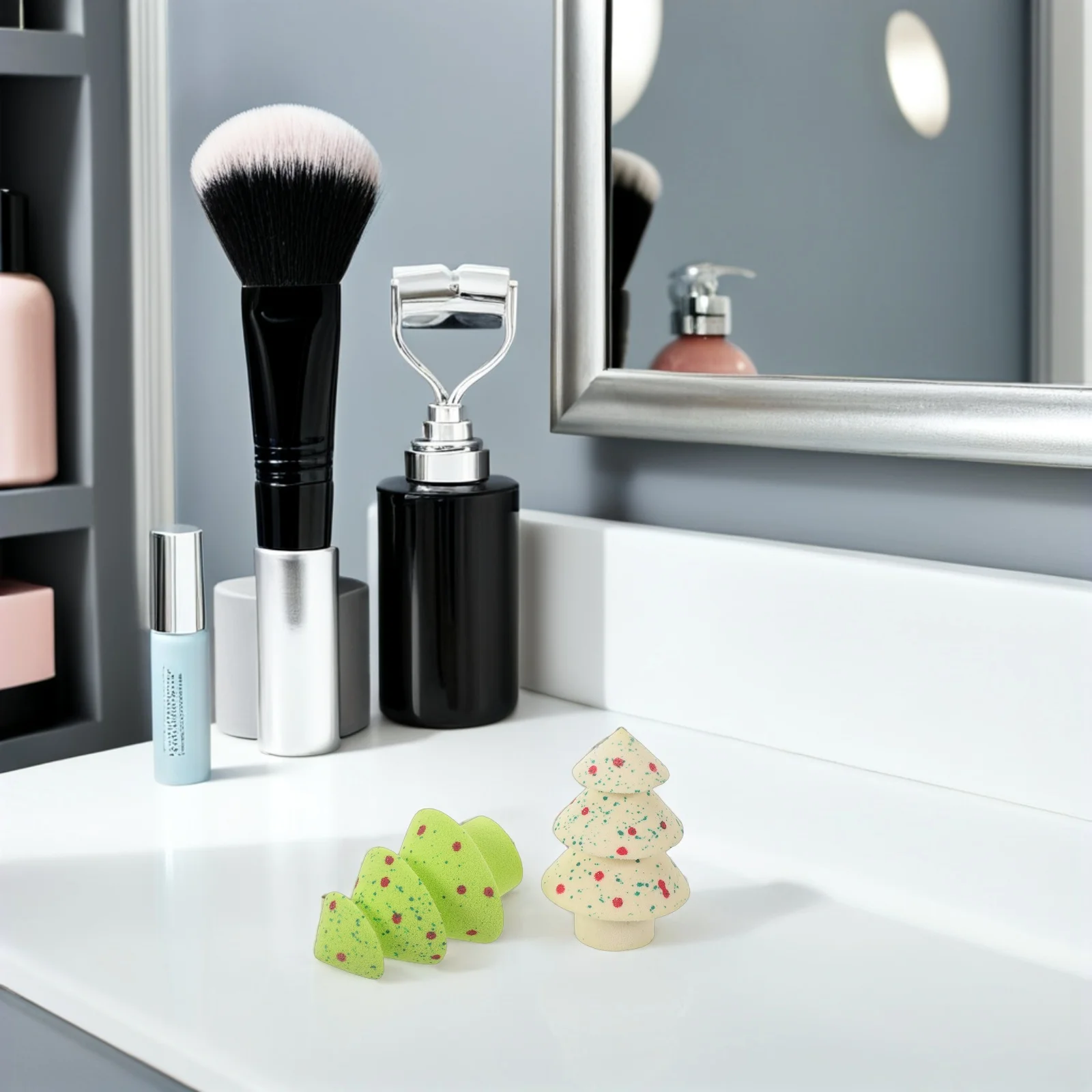 1 set 1 set di trucco natalizio frullatore spugna stella palla design per fondotinta in polvere set di soffio di uova di bellezza delicato sulla pelle, bagnato