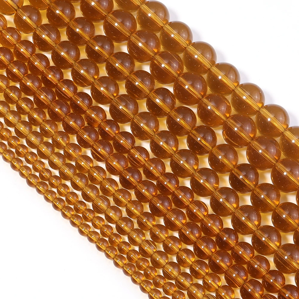 1 Strand 4/6/8/10/12mm Glass Beads Amber Color Round Loose Spacer Beads For Jewelry Making DIY Necklace Bracelets