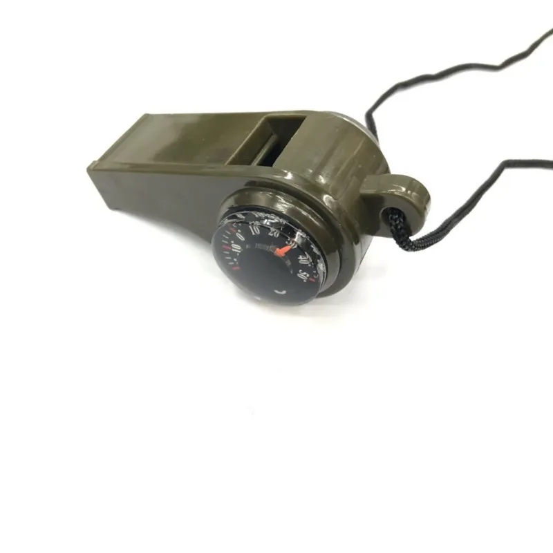 صفارة إنقاذ برية ثلاثة في واحد، بوصلة طوارئ محمولة متعددة الوظائف مع عدسة مكبرة ومقياس حرارة #5