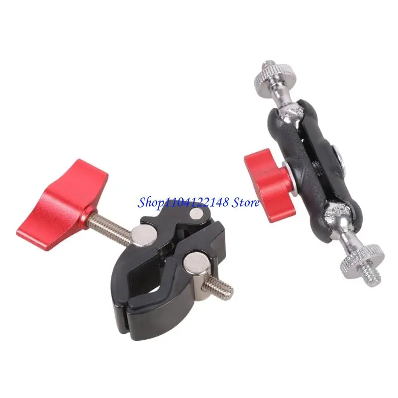 P9FA 1/4inch Ball Head Joint Base Double Socket Arm Extension Arm Motorcycle Bike Phone Mount Camera Lighting Equipment