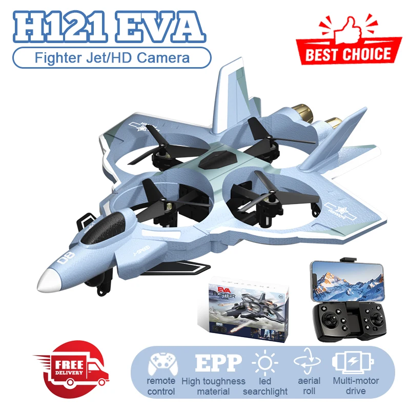 2024 H121 EVA Drone RC Plane Fighter HD Camera 360°Stunts 2.4G Missile Launch Aerial One-Key Surounding Fight Drone Toys Gifts