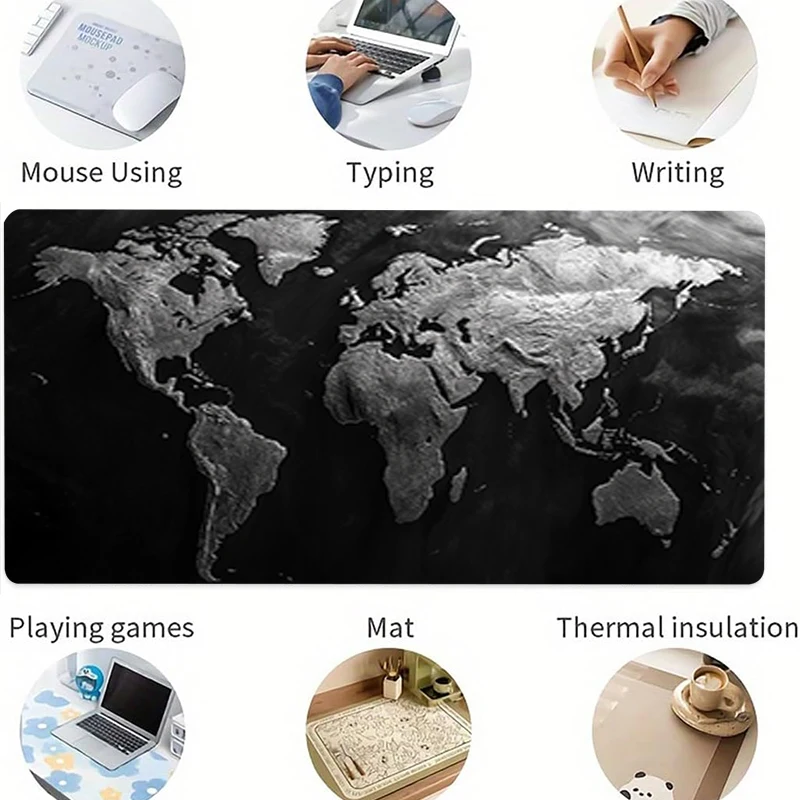 Large World Map Mousepad Rubber Anti Slip Mouse Pad Suitable for Gaming and Office Mat XXL 400x900 Large-sized Mats