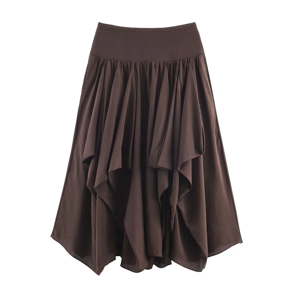 

New autumn and winter women's clothing style simple and versatile, slim fit mid waist three-dimensional MIDI skirt