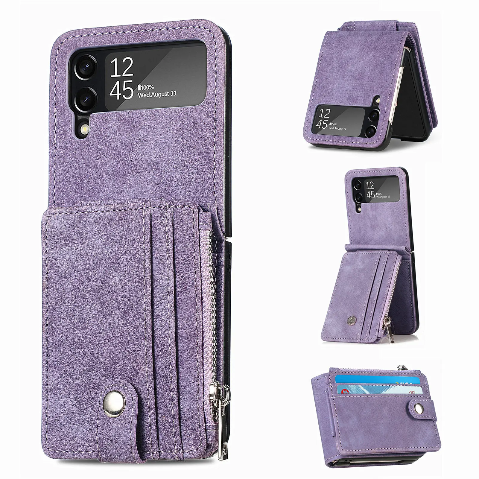 Retro Wallet Pu Leather Multifunction Phone Cases For Samsung Galaxy Z Flip 4 3 Flip4 Flip3  Cover Bag Case