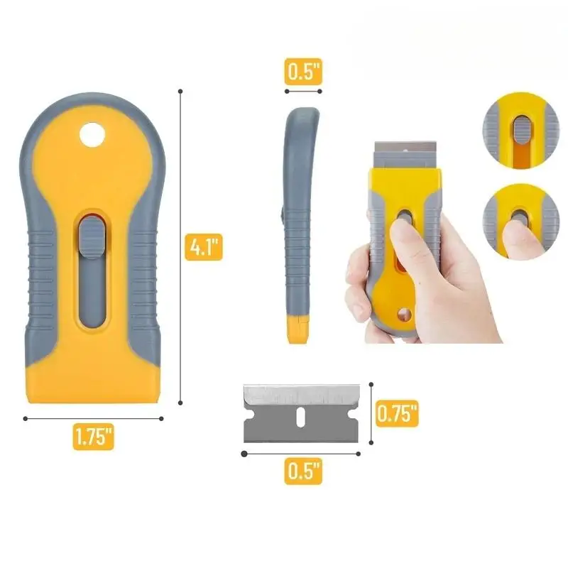 1Set Retractable Razor Scraper Window Glass Scraper Glue Removal Cleaning Scraper Tool for Removing Labels Stickers Paint