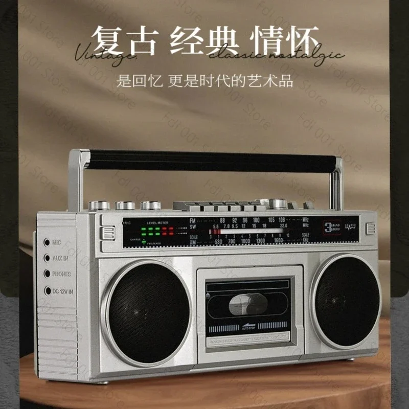 Retro Cassette Player Recorder Vintage 80s Radio Boombox Dual Channel Tape Player