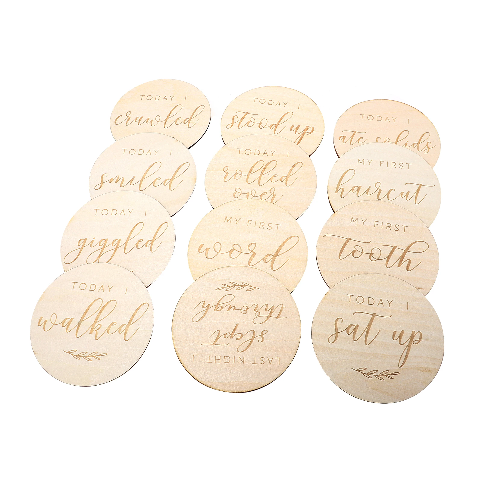 

12 Pcs Wooden Commemorative Card Photo Props Cards Commemorate Shoot Photography Growth Recording Milestone