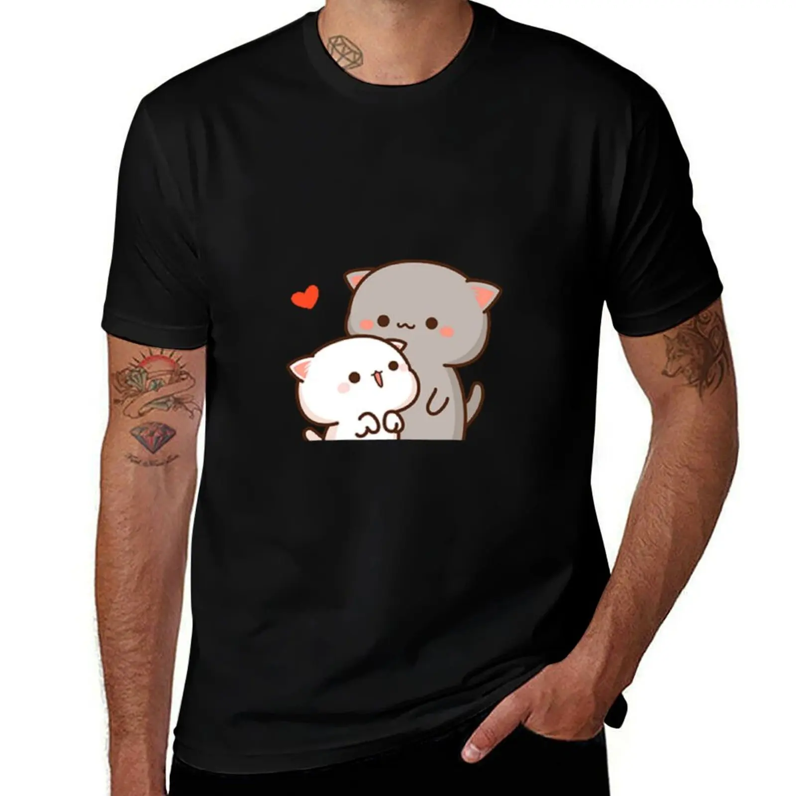 Camiseta Mochi Mochi Peach Cat, camisetas para hombre, camisetas de marca de lujo de alta calidad para hombre, Camiseta de algodón, camiseta de lujo para hombre