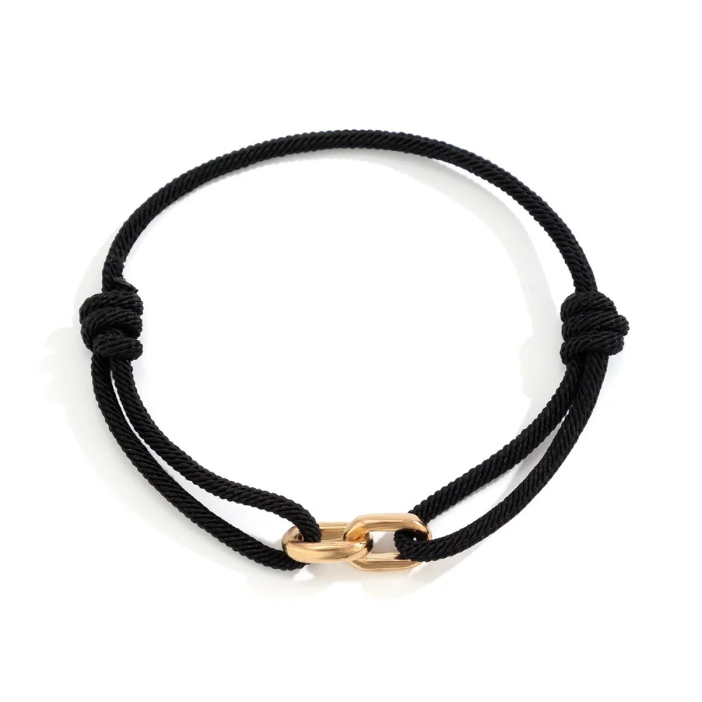 Hip-Hop Schwarzes Milanaise-Seil-Armband Retro Herren Kreuzverschluss-Armband Schmuck Mode Einfaches Damen-Armband Accessoires – Detail 2