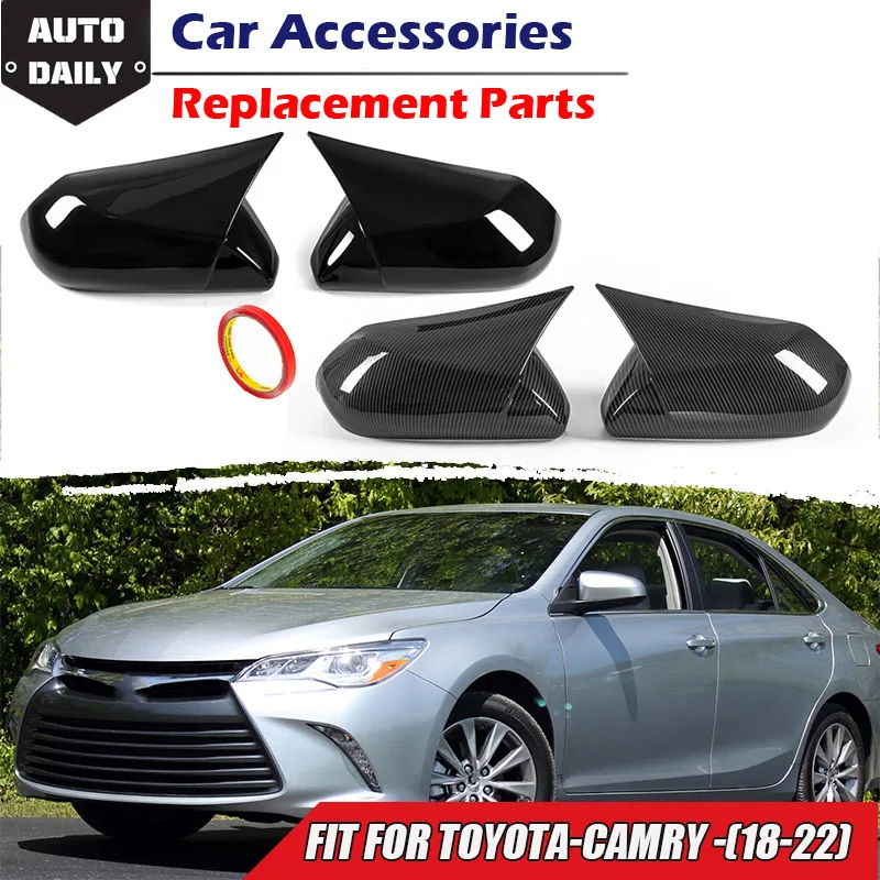 

2pcs Rearview Mirror Cover Trim Side Wing Reversing Mirror Case Cap Horn Shape Car Modified Parts Fit For Toyota Camry 2018-2022