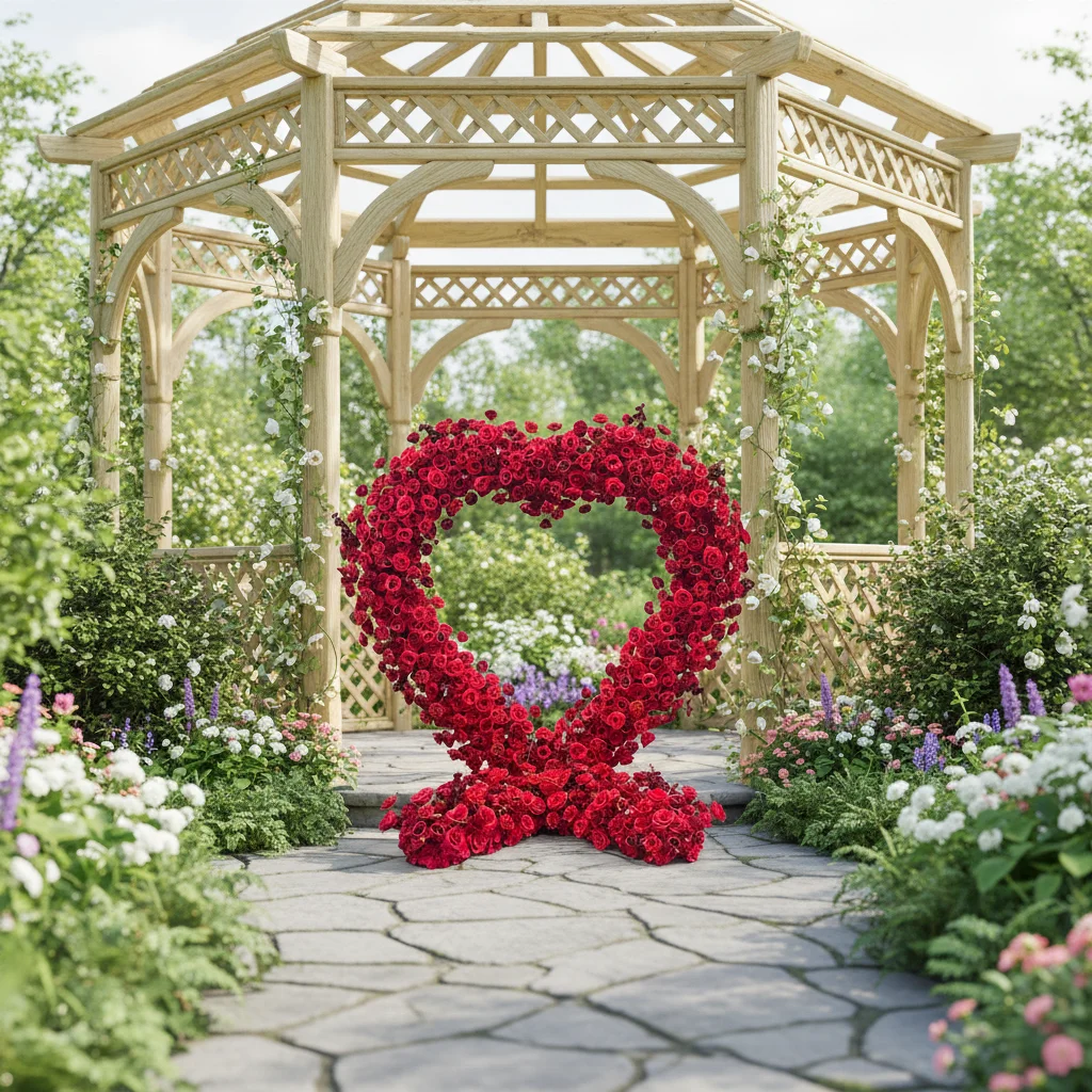 Cheap Price 8ft Adjustable Handmade Event Party Backdrop Arch Heart Shape Stand White Silk Flowers Wedding Decoration