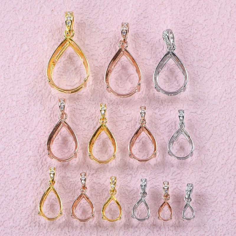 925 Sterling Silver Pendant Empty Mount Simple Claw Design Embedded Crystal Fashion Jewelry Original Design Portable Packaging