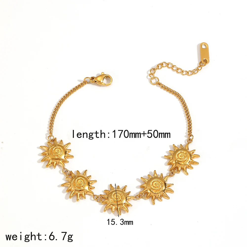 Modeschmuck, temperamentvolles Sonnenform-Ohrringe-Armband-Set für Frauen und Mädchen, Geschenk, edles Design, Armband-Accessoires – Detail 7