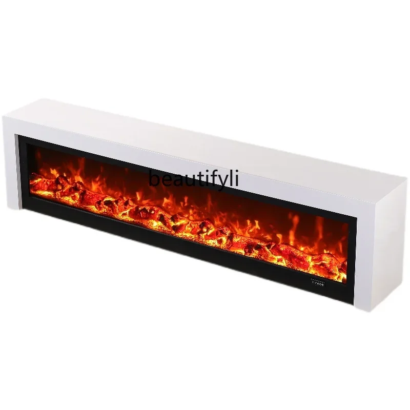 

07Fireplace TV Cabinet Nordic Minimalism Customized Curio Cabinet Simple Designer Furniture Villa 2 M Simulation Flame Heating