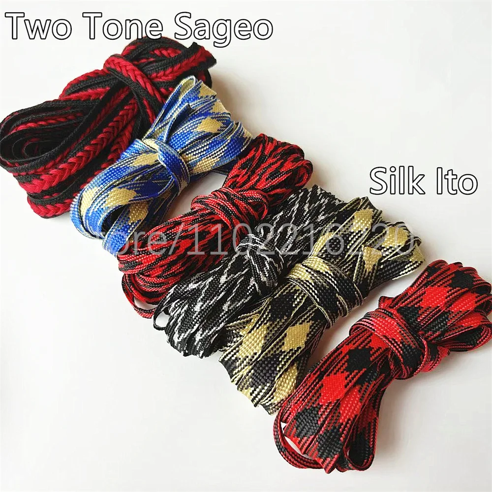 Wonderful Two Tone Thick Silk Iaido Scabbard Wrap Rope Sageo Ito For Japanese Katana Samurai Knife Sword Wakizashi Tanto Fitting