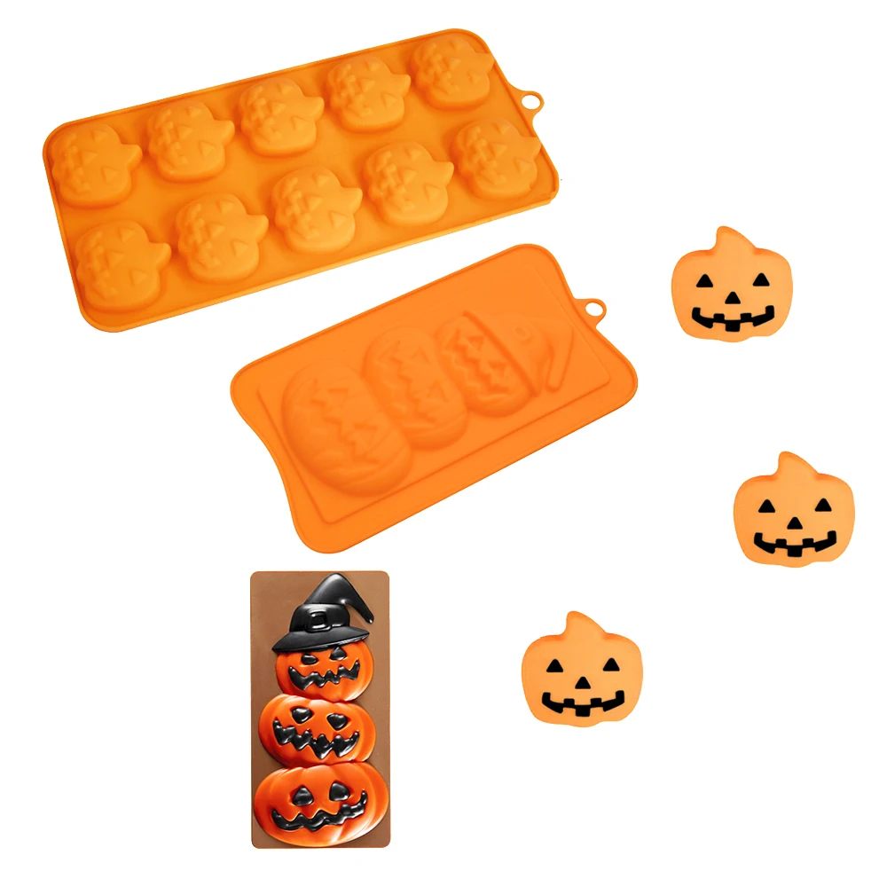 Molde de Halloween, calabaza, calavera, fantasma, araña, bruja, murciélago, diseño de lápida, elementos de Halloween, molde de pastel, molde de silicona para Chocolate