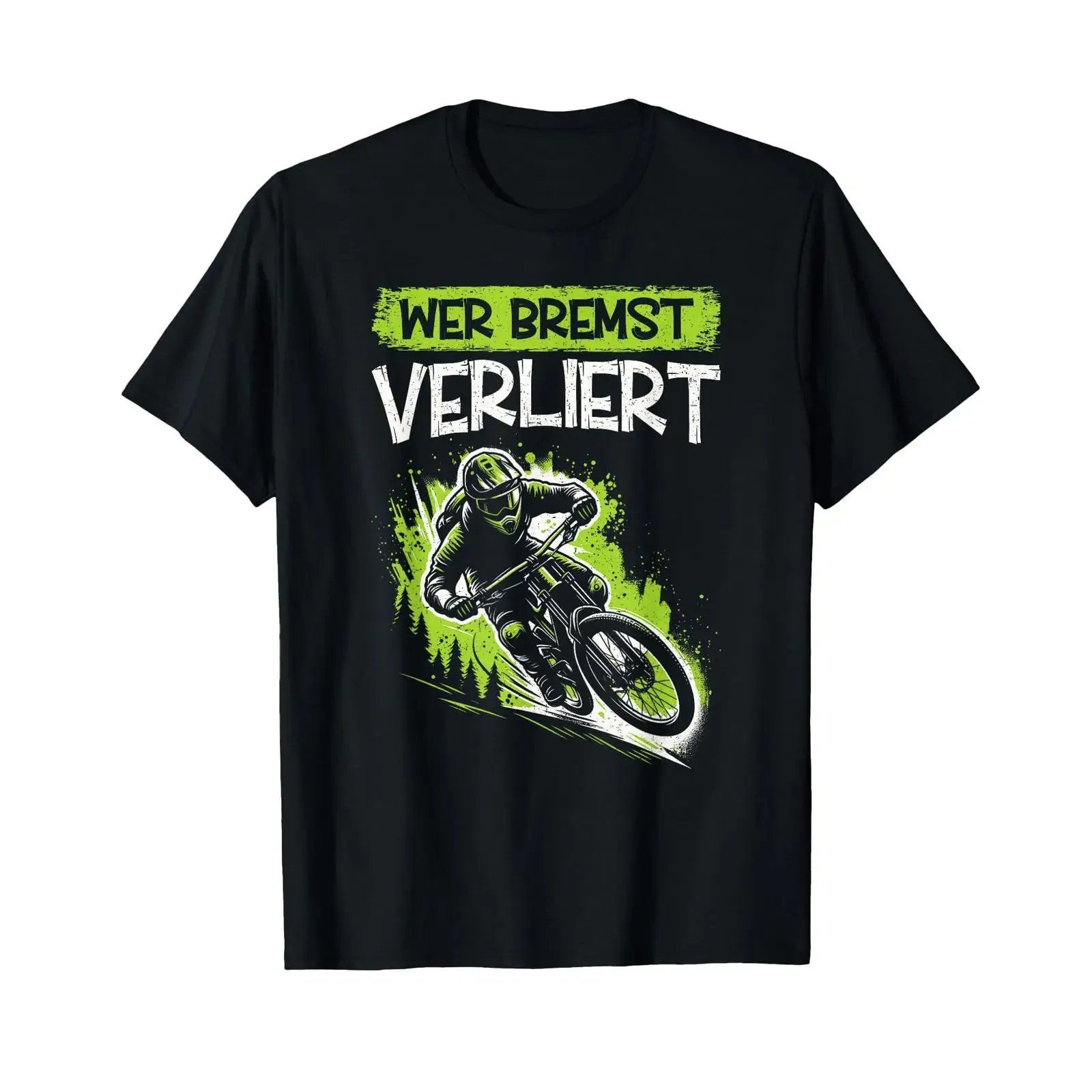 He who brakes loses MTB mountain bike cyclist bicycle T shirt vintage Washed streetwear designer clothes Soft Slightly