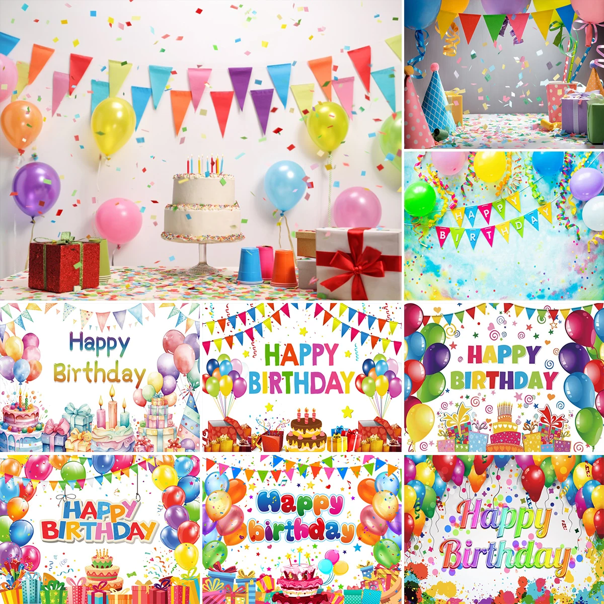 Laeacco صور خلفيات بالونات الطفل حفلة عيد ميلاد ديكور العلم هدية أشرطة الأسرة صورة التصوير خلفية استوديو الصور